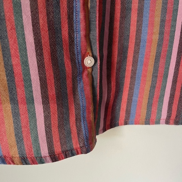 Madewell Courier Button Back Shirt Rainbow Mulled Wine Smith Stripe Contemporary - Picture 11 of 13